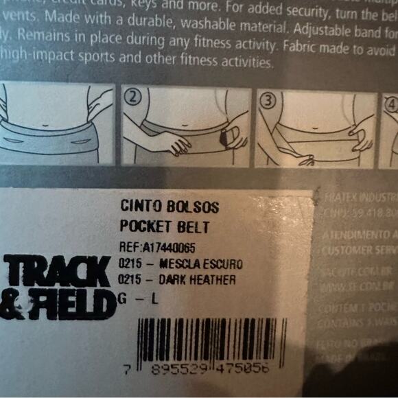 Track & Field Pocket Running Belt Heather Grey Gray NWT TF Power Amni Activewear - Picture 2 of 10